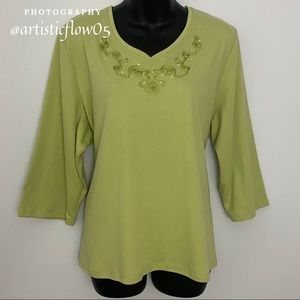 NEW! Allison Daley 3/4 Length Sleeve V Neck Top